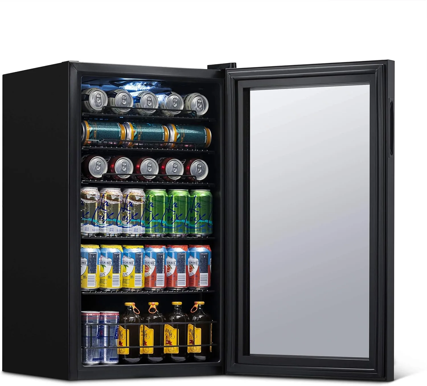 Beverage Refrigerator Cooler, 126 Cans Free Standing with Right Hinge Glass Door