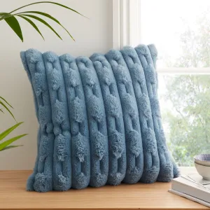 Bianca Blue Carved Faux Fur Large Cushion (50cm x 50cm)