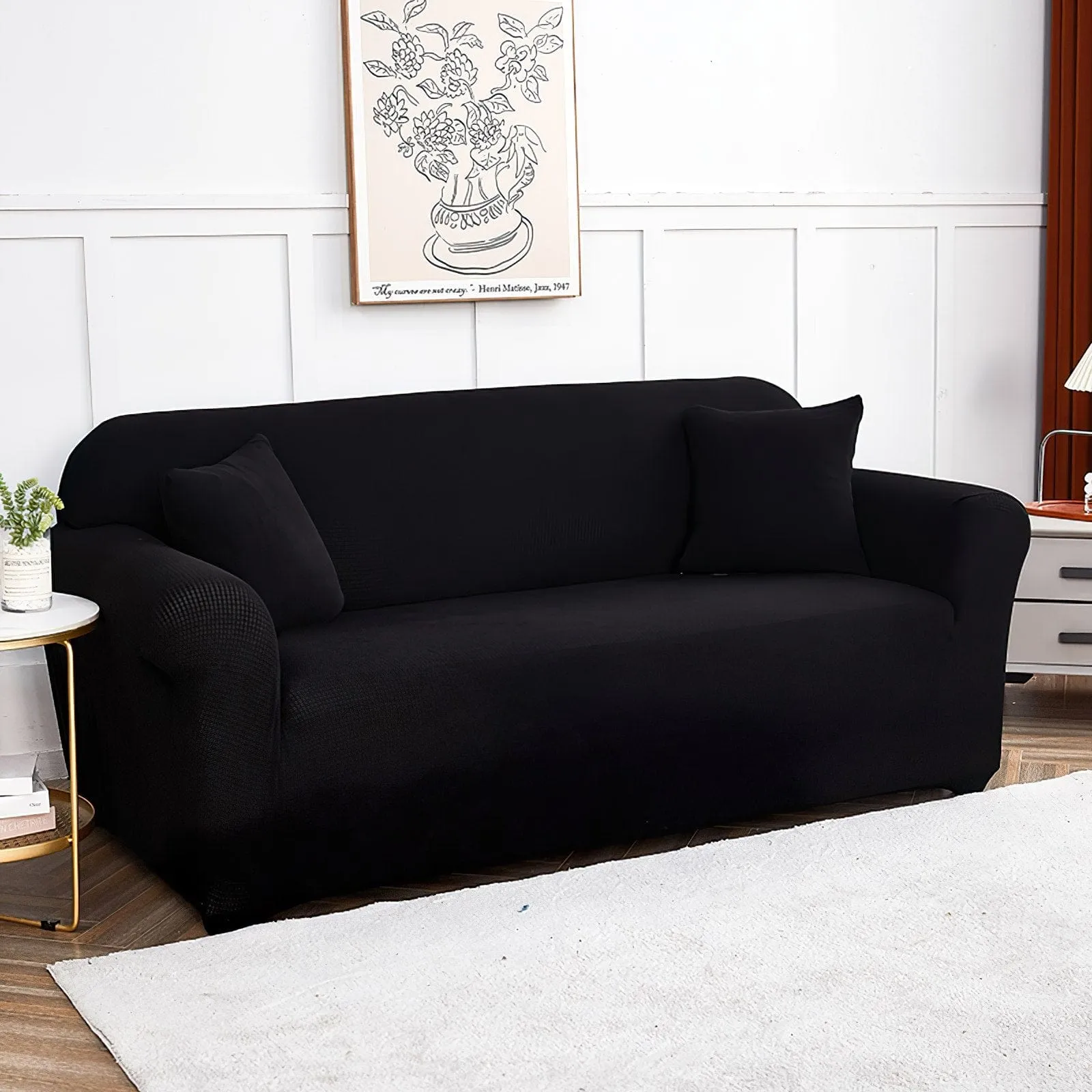 Black - 100% Waterproof and Ultra Resistant Stretch Armchair and Sofa Covers - The Sofa Cover House