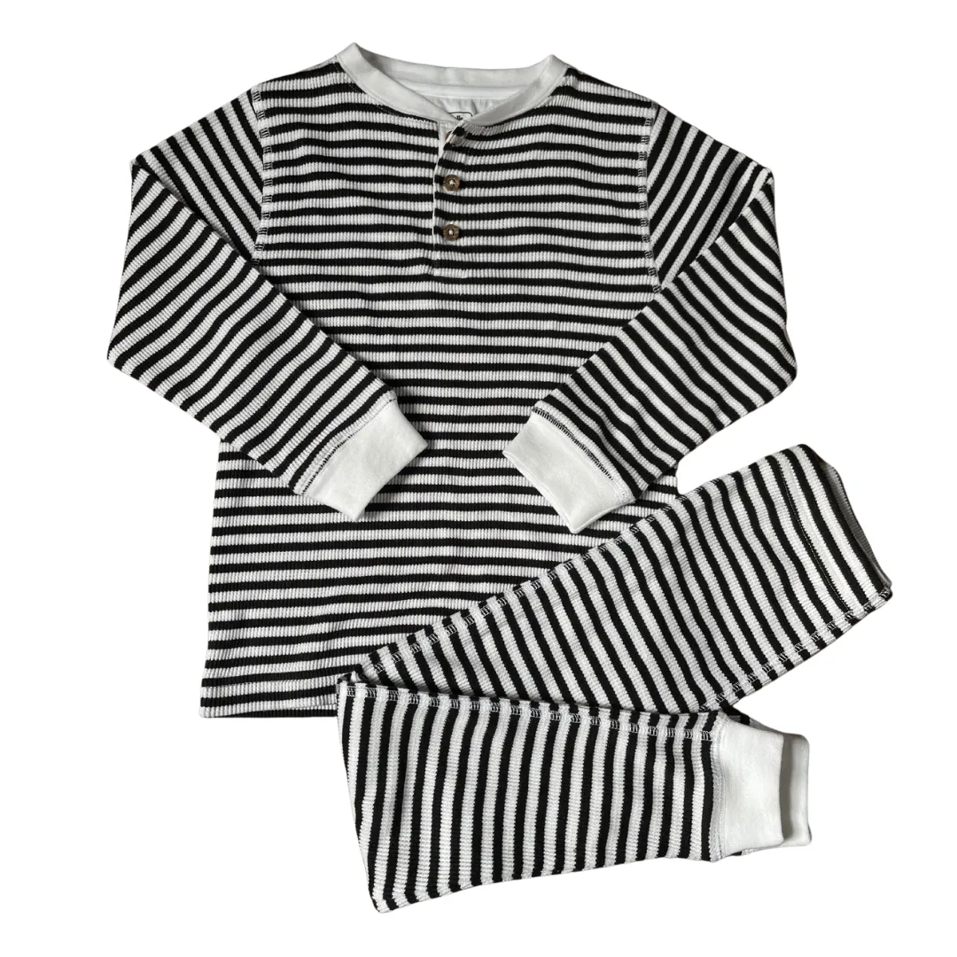 Black & White Candy Stripe Waffle Cotton Set