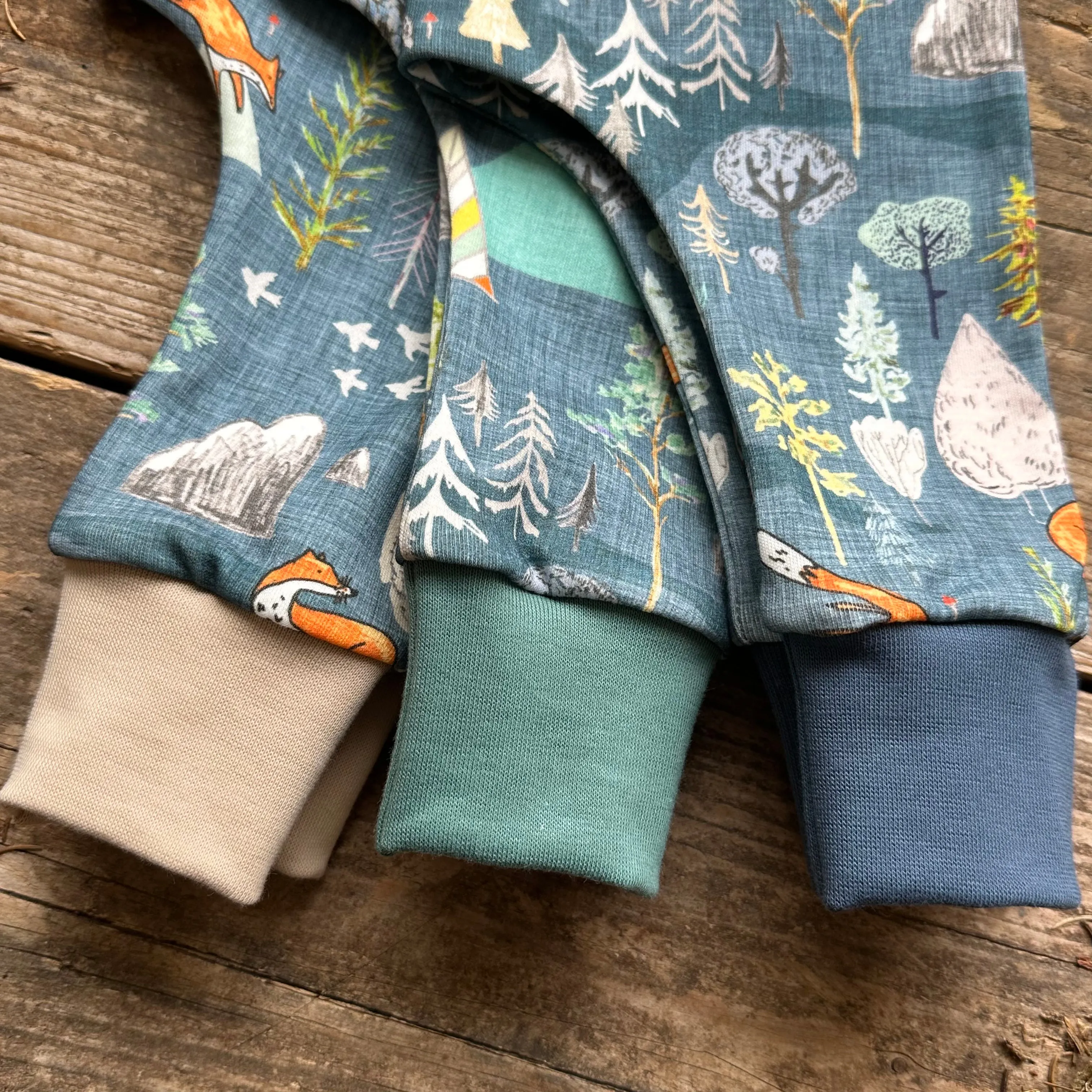 Blue Fox Mountain Footed Romper