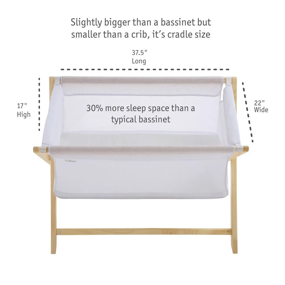 BreathableBaby Breathable Mesh Portable Bassinet - White/Beech