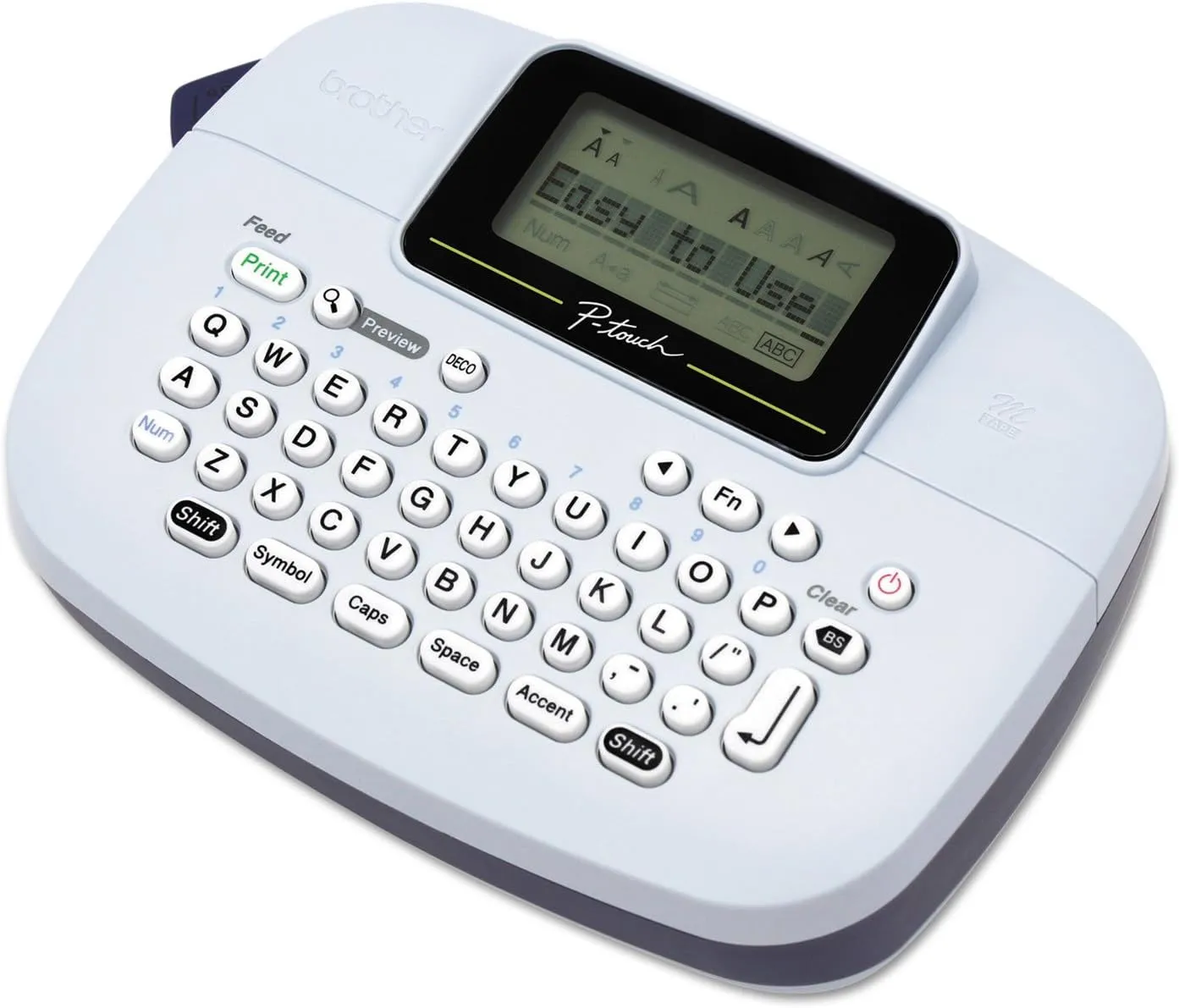 Brother P-Touch, PTM95, Handy Label Maker, 9 Type Styles, 8 Deco Mode Patterns, Navy Blue, Blue Gray