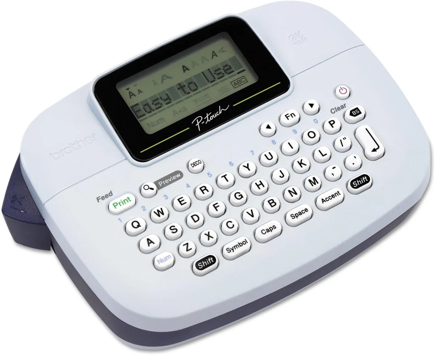 Brother P-Touch, PTM95, Handy Label Maker, 9 Type Styles, 8 Deco Mode Patterns, Navy Blue, Blue Gray