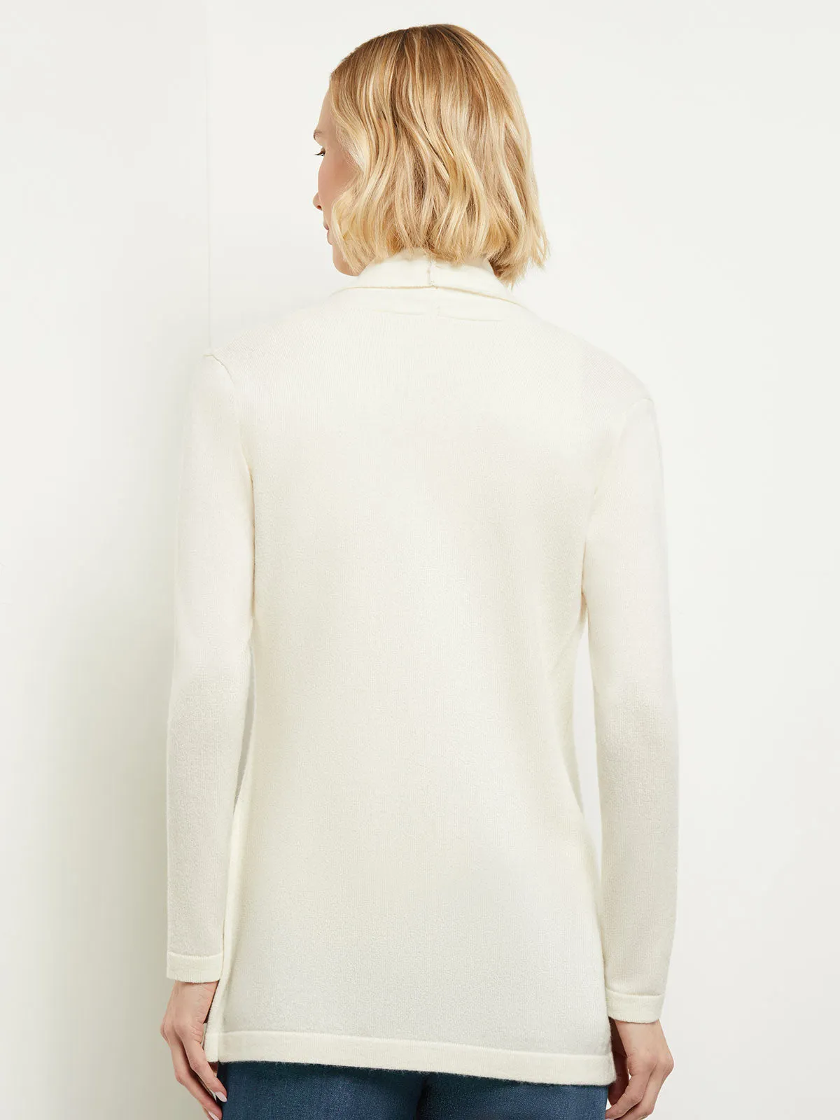 Buckle Detail Shawl Collar Cashmere Cardigan, Ivory