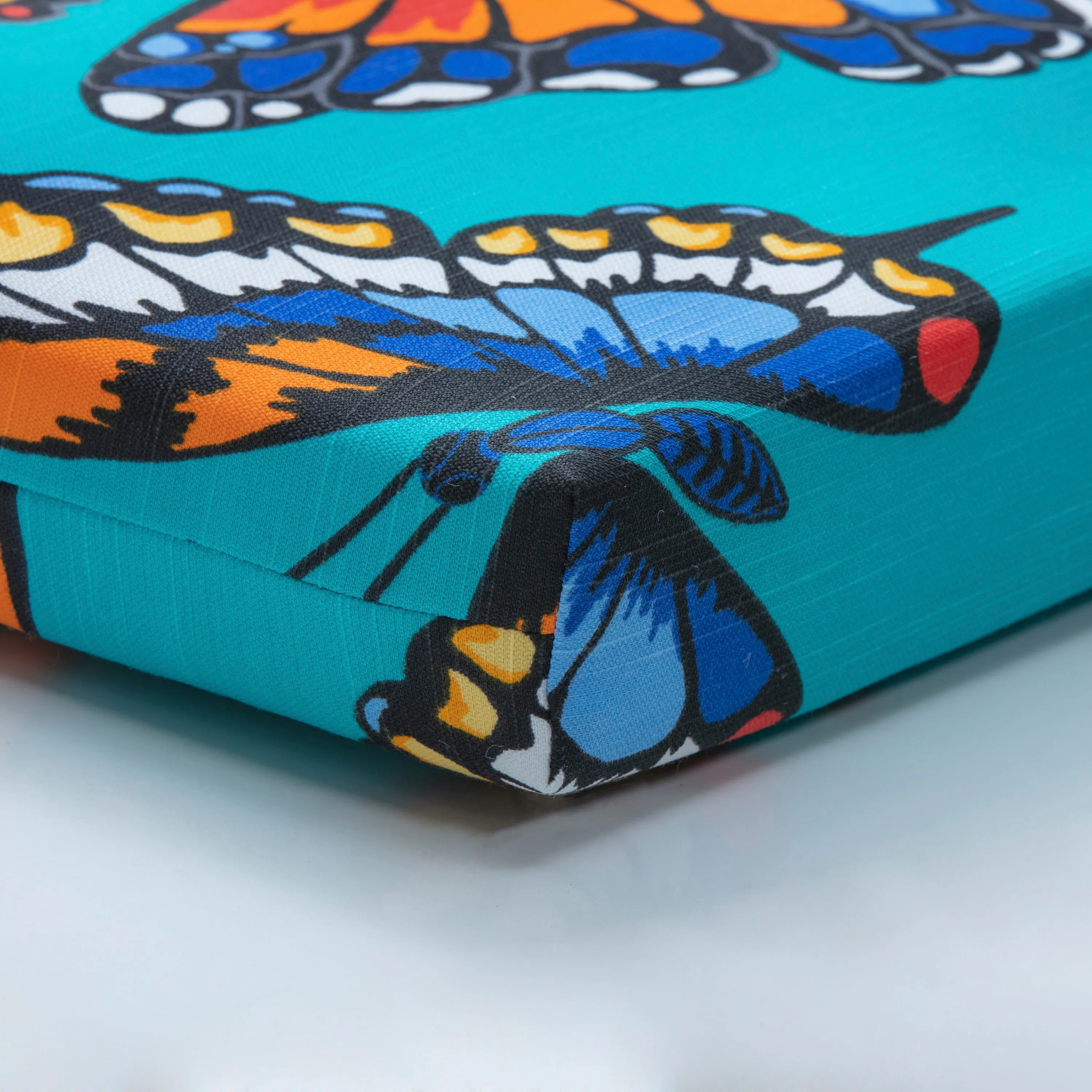 Butterfly Garden Turquoise Squared Corners Seat Cushion 20X20X3 (Set Of 2)