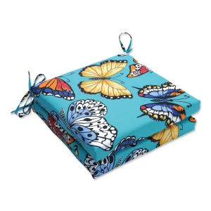 Butterfly Garden Turquoise Squared Corners Seat Cushion 20X20X3 (Set Of 2)