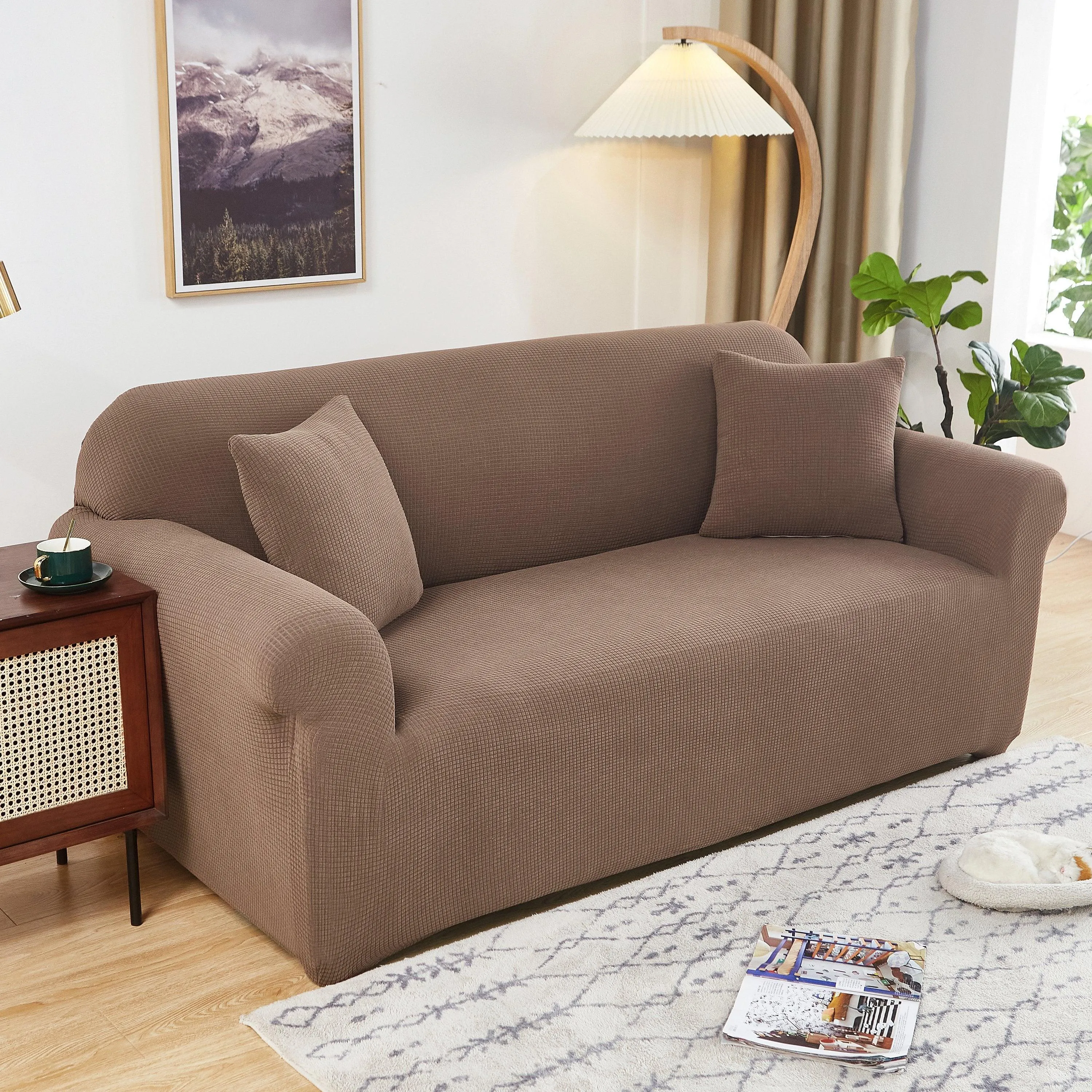 Card Brown Waterproof Sofa Cover