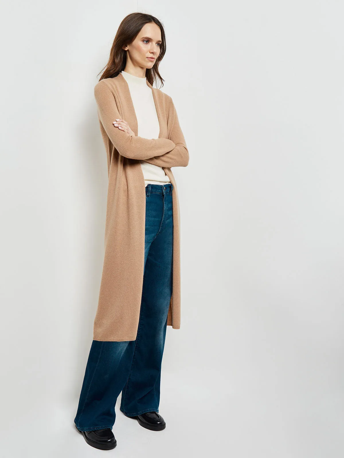 Cashmere Maxi Duster Cardigan, Natural