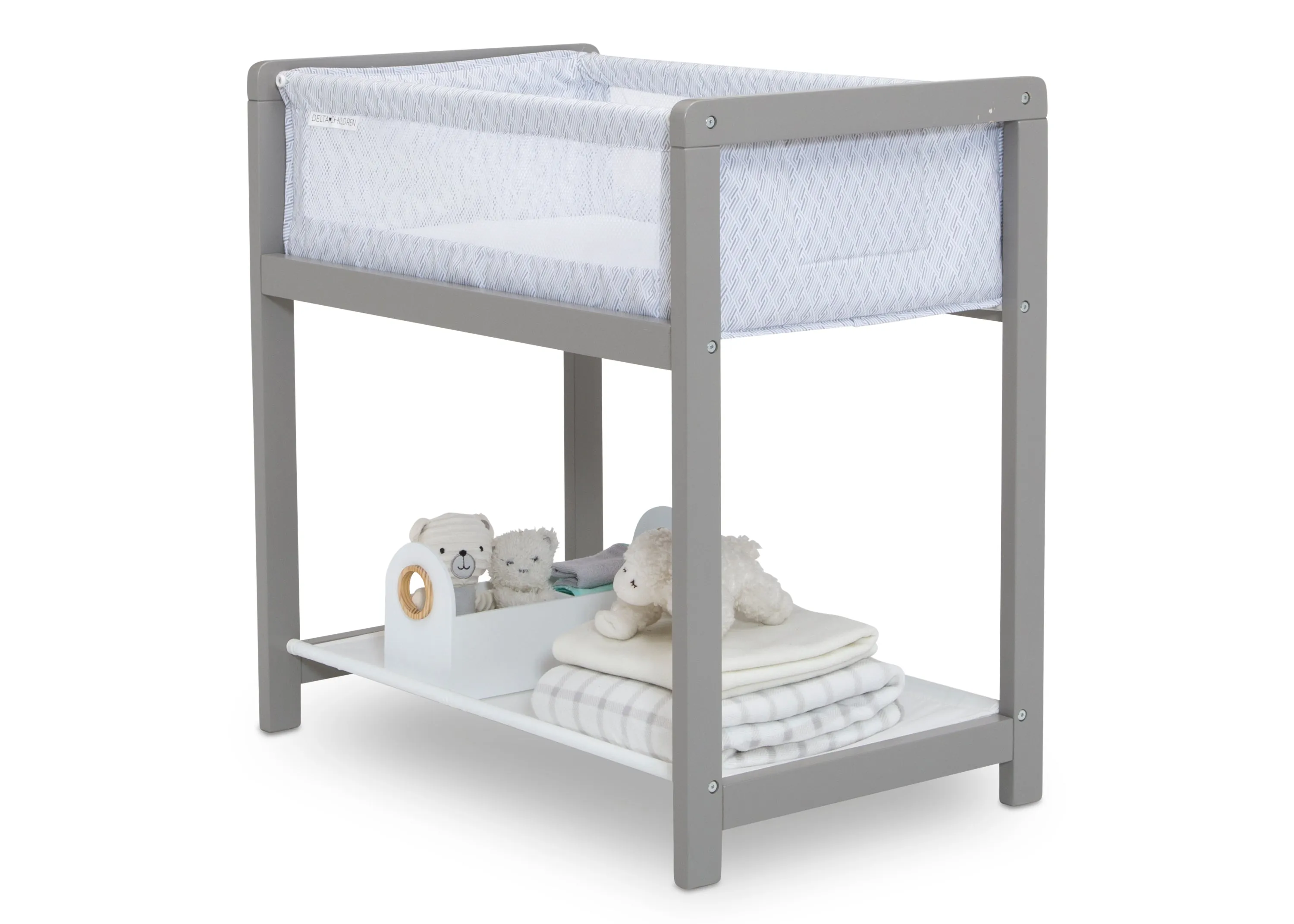 Classic Wood Bedside Bassinet Sleeper - Portable Crib with High-End Wood Frame