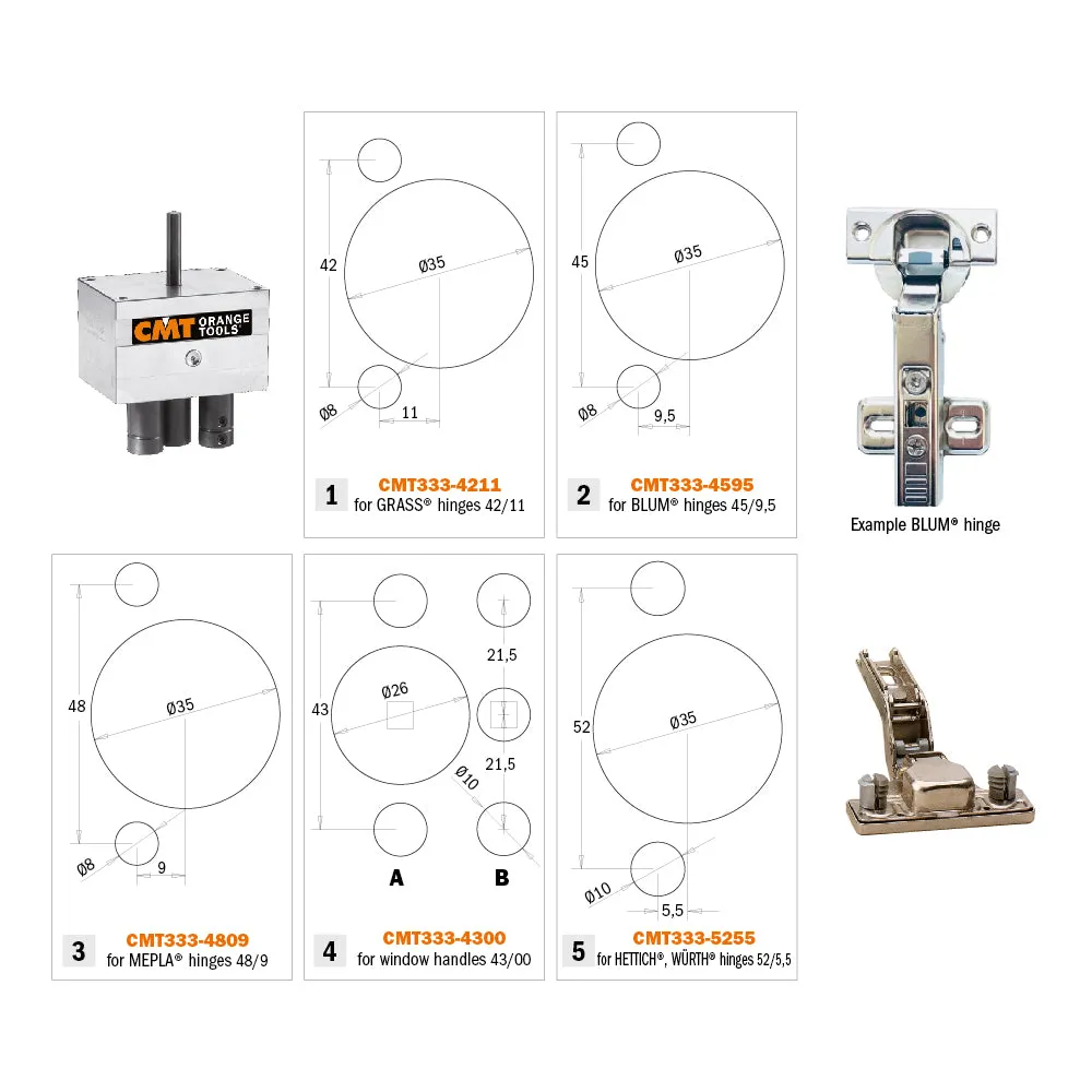 CMT Orange Tools CMT333 HINGE BORING SYSTEM SUPPORT