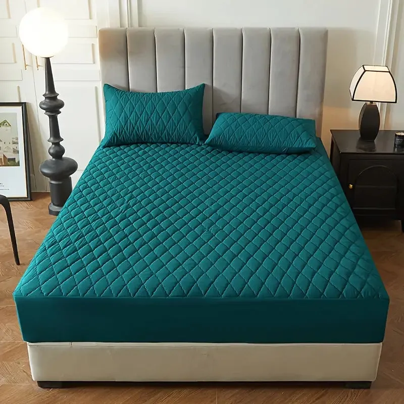 Cotton Quilted Waterproof Mattress Cover - Green