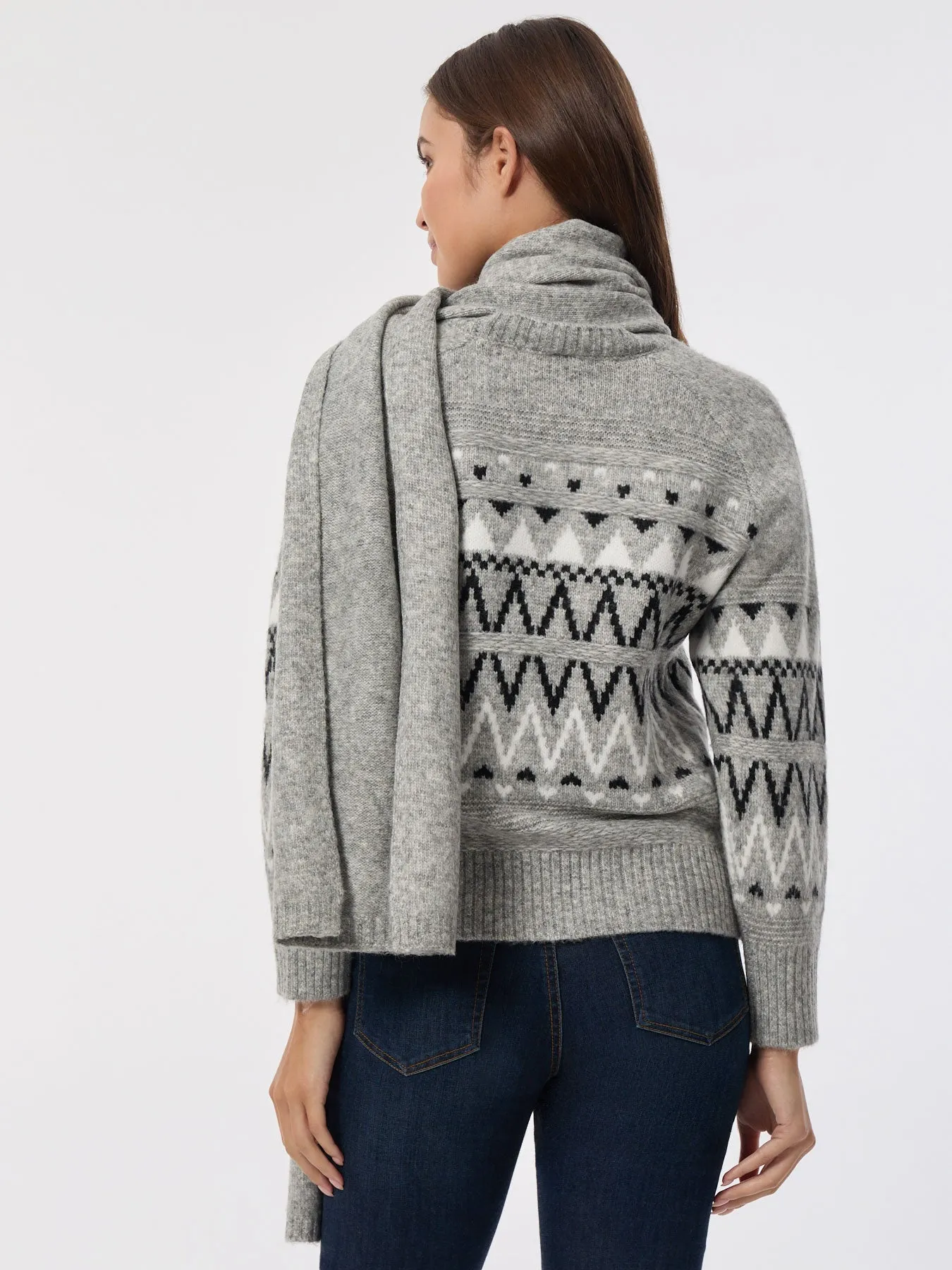 Crew Neck Scarf Sweater