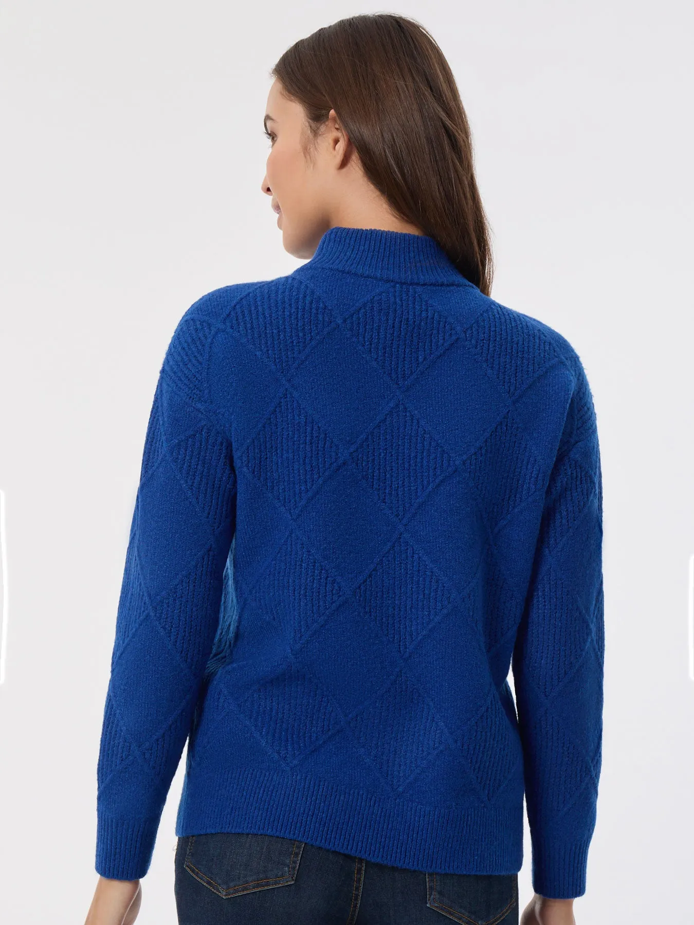 Diamond Stitch Mock Neck Sweater