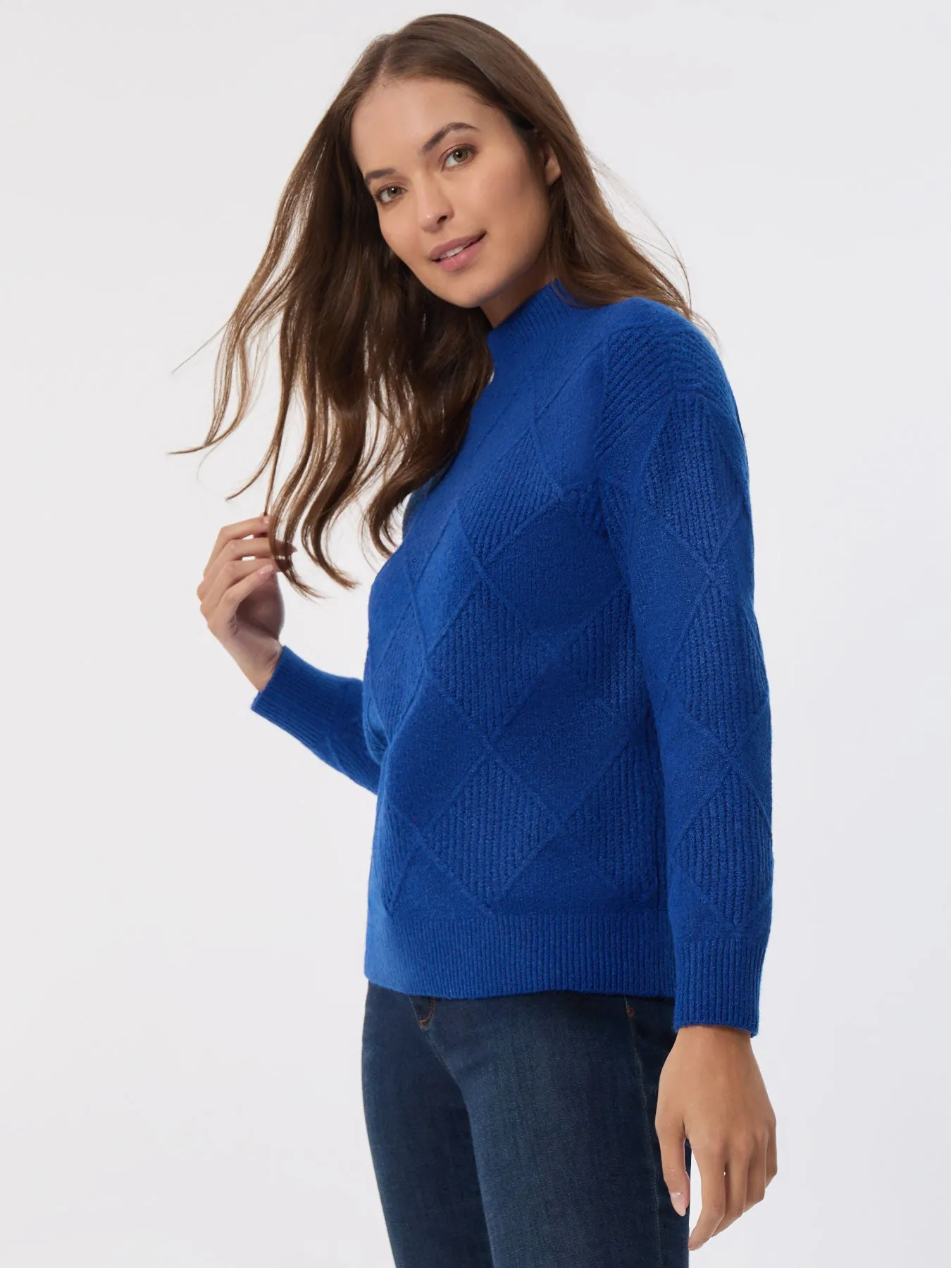 Diamond Stitch Mock Neck Sweater