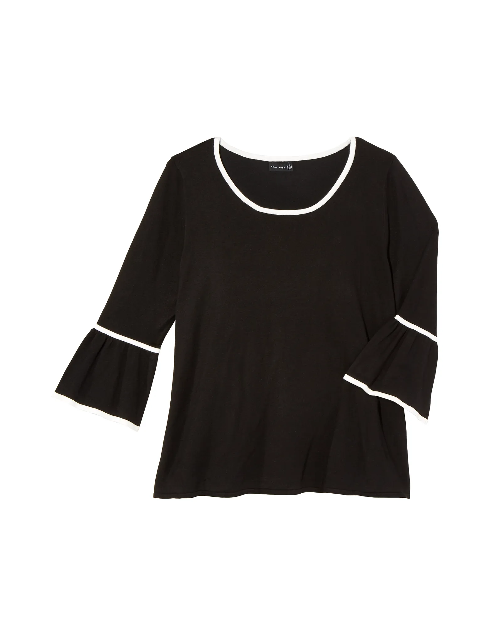 Diana 3/4 Flared Sleeve Sweater | Black / Ivory