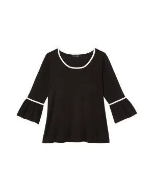 Diana 3/4 Flared Sleeve Sweater | Black / Ivory