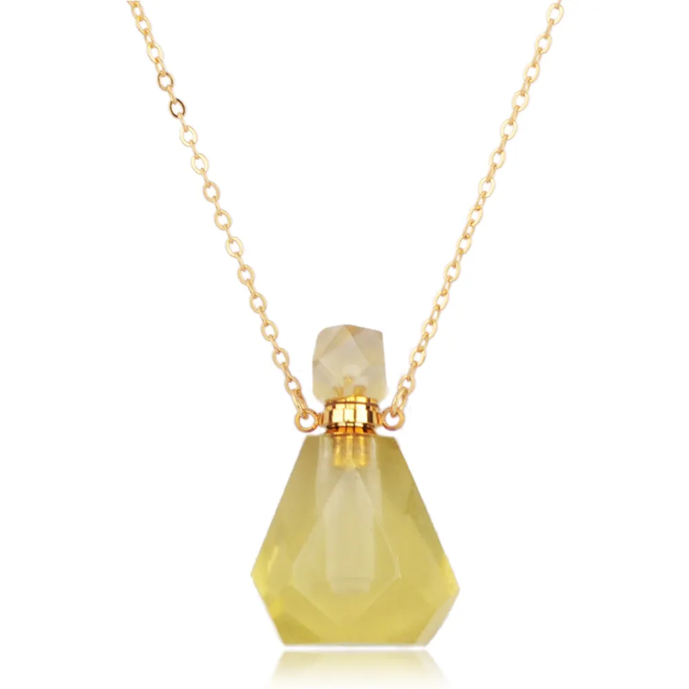 Diana Stone Perfume Bottle Necklace Gold