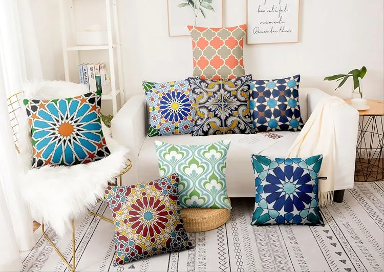 Digital Printed Cushions Assorted 7 PCs-Rhombus