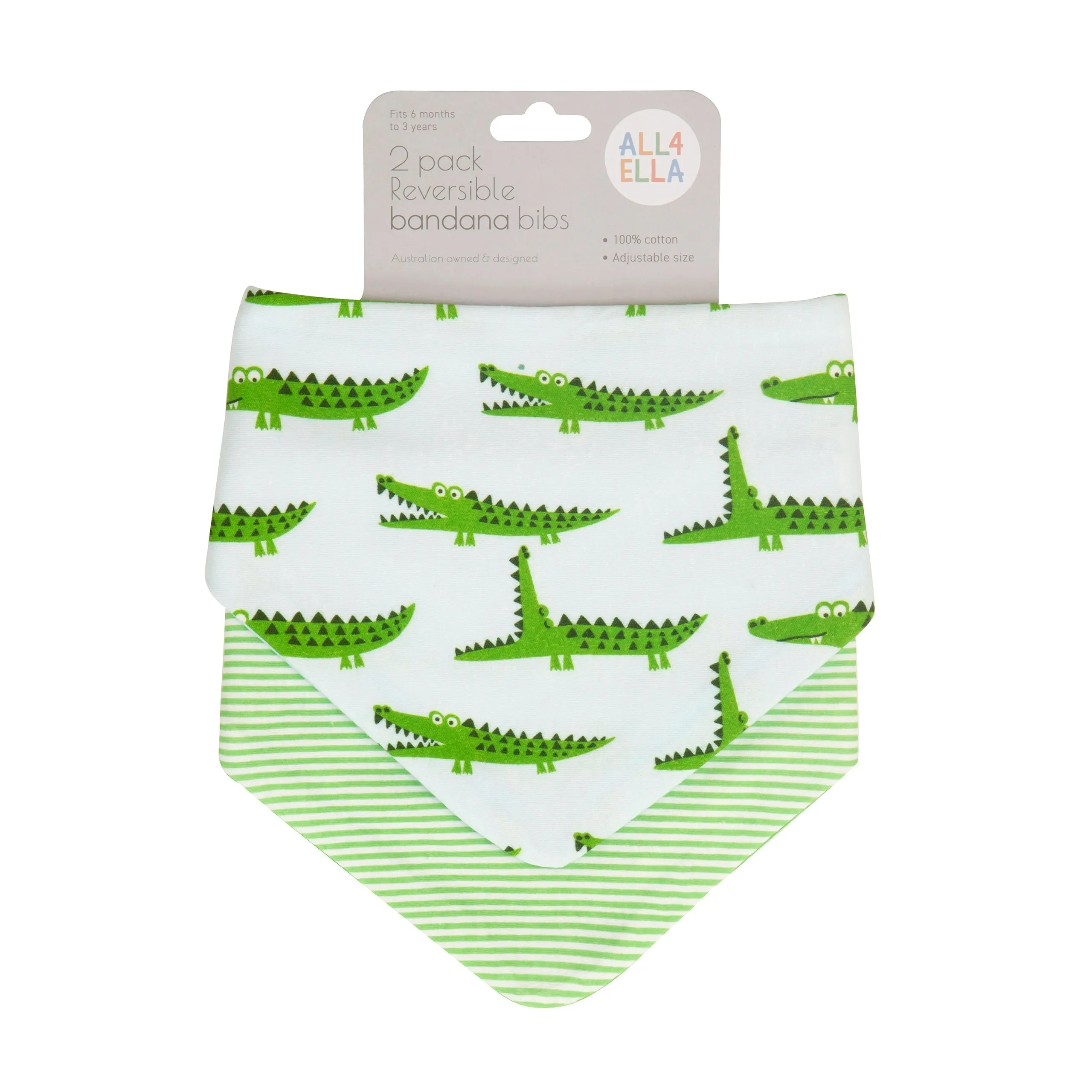 Dribble Bandana Bib 2 Pack - Crocodile