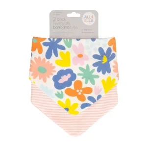 Dribble Bandana Bib 2 Pack - Retro Bright Floral