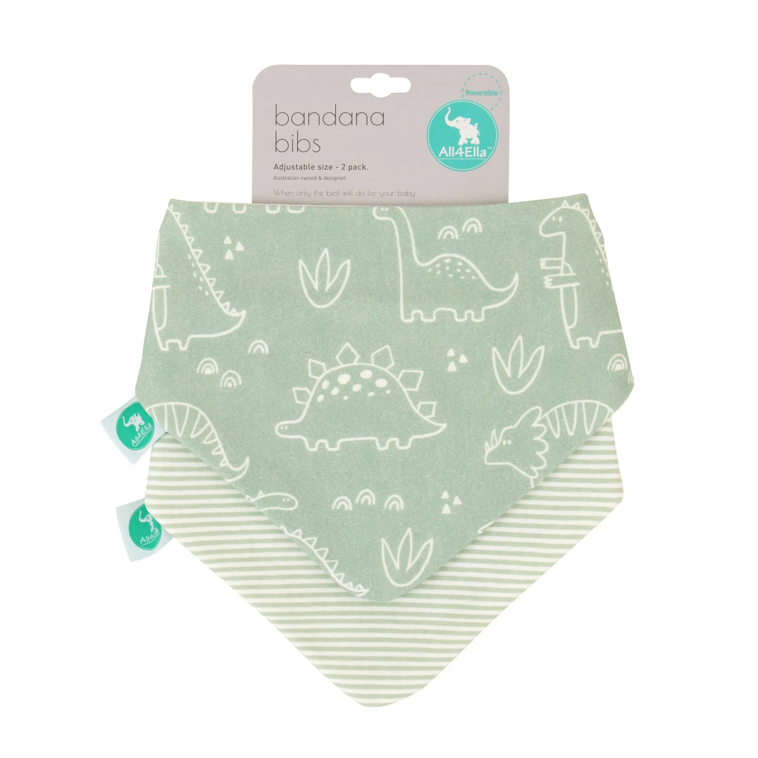 Dribble Bandana Bib 2 Pack - Sage Dino