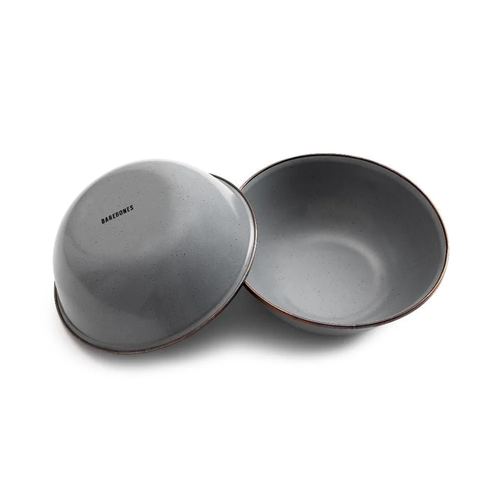 Enamel Bowl Set In Slate Grey - Set Of Two Bowls