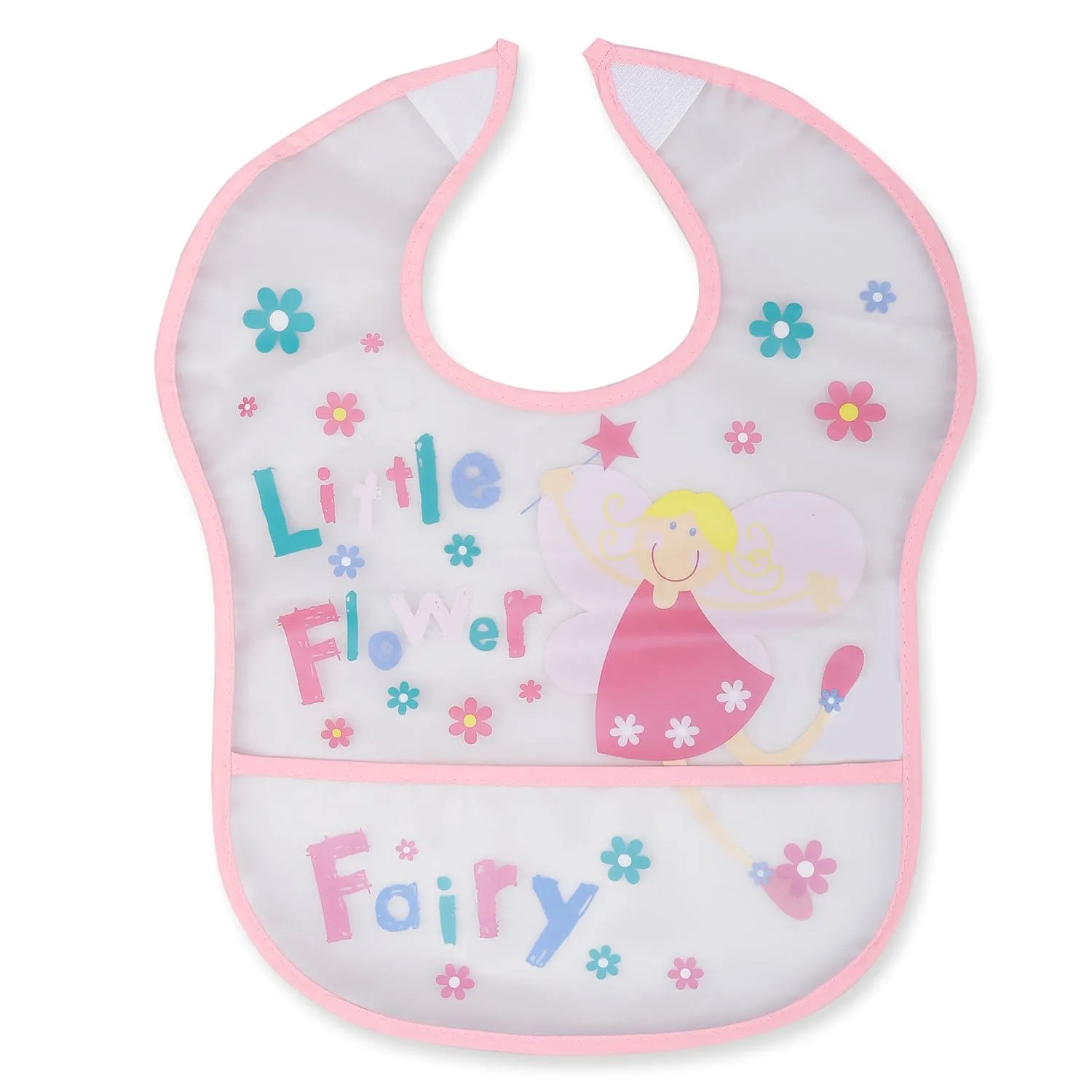 Feeding Bibs Pack Of 2 Crumb Catcher Waterproof Flower Fairy Pink