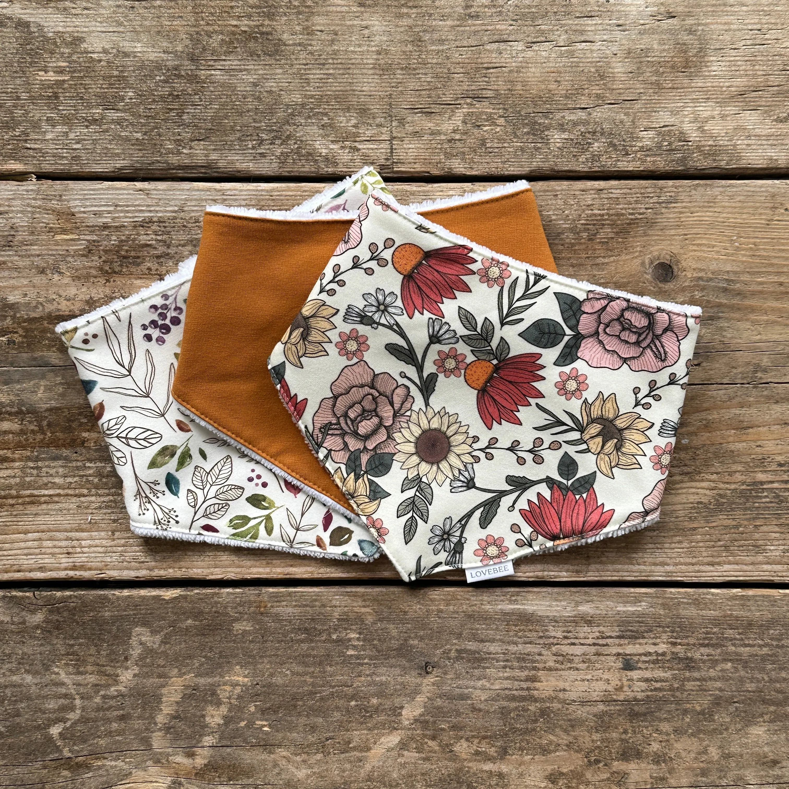 Floral 3 Set Dribble Bibs