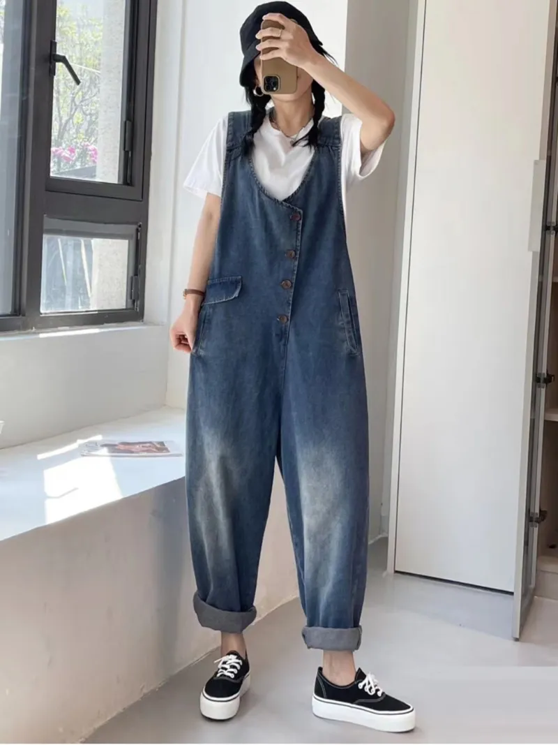 Follow Your Heart Women's Denim Blue High Waist Dungarees