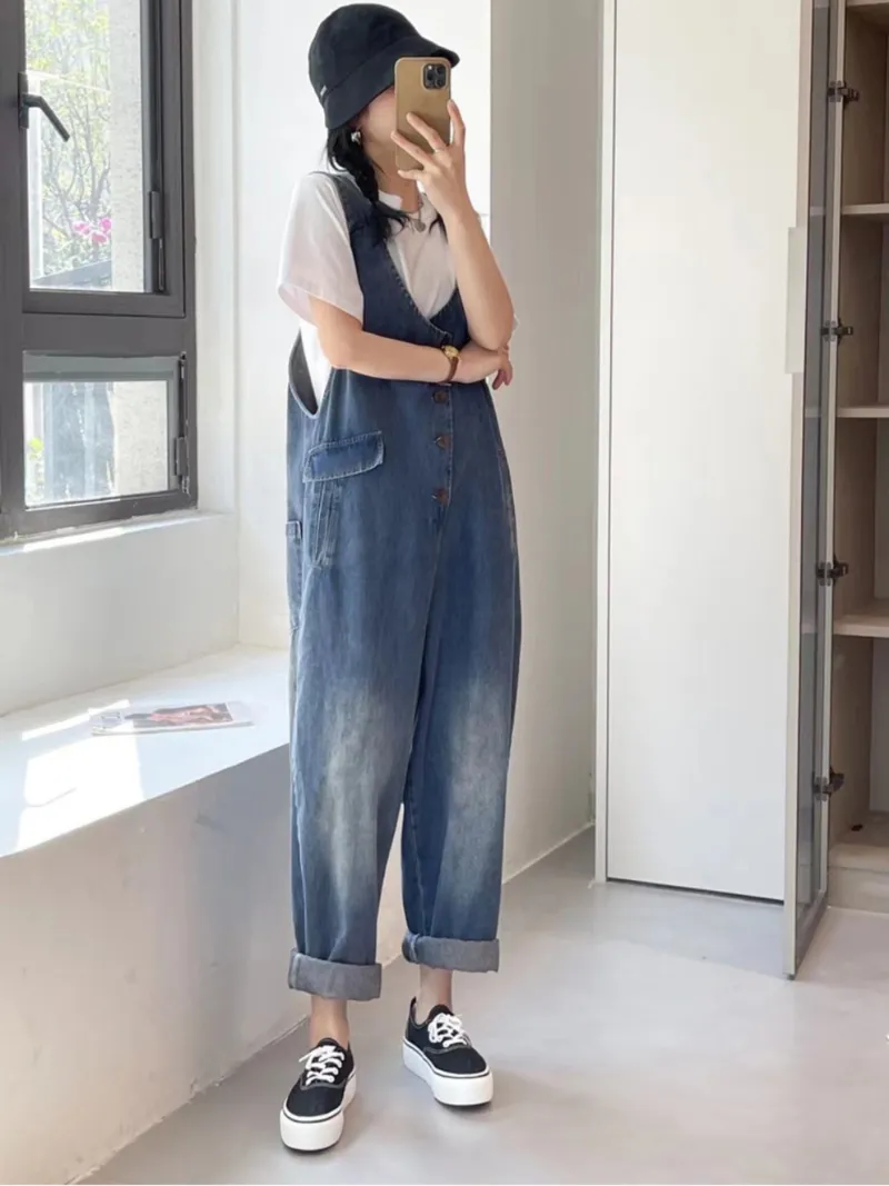 Follow Your Heart Women's Denim Blue High Waist Dungarees