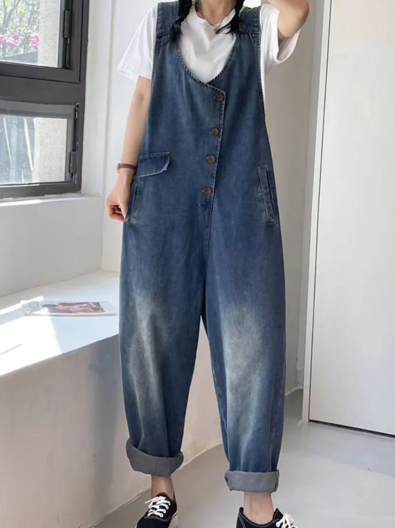 Follow Your Heart Women's Denim Blue High Waist Dungarees