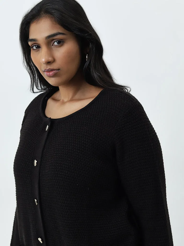 Gia Black Crochet Design Cardigan