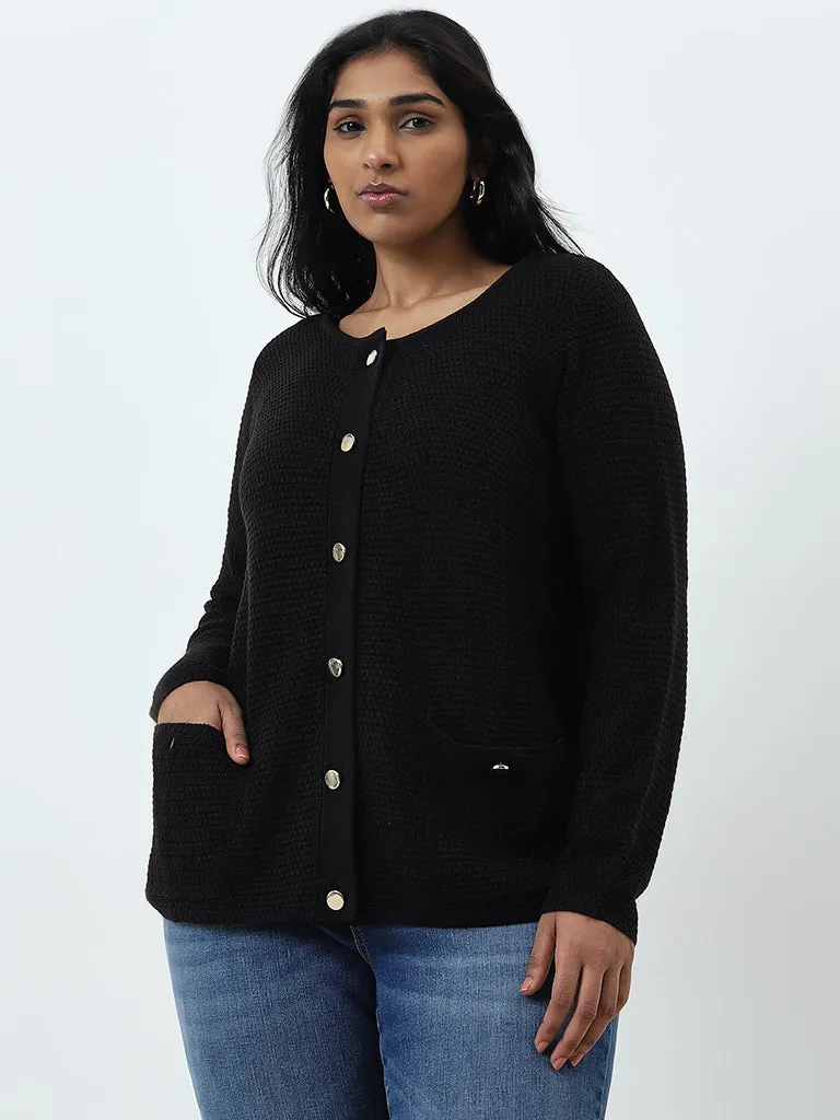 Gia Black Crochet Design Cardigan