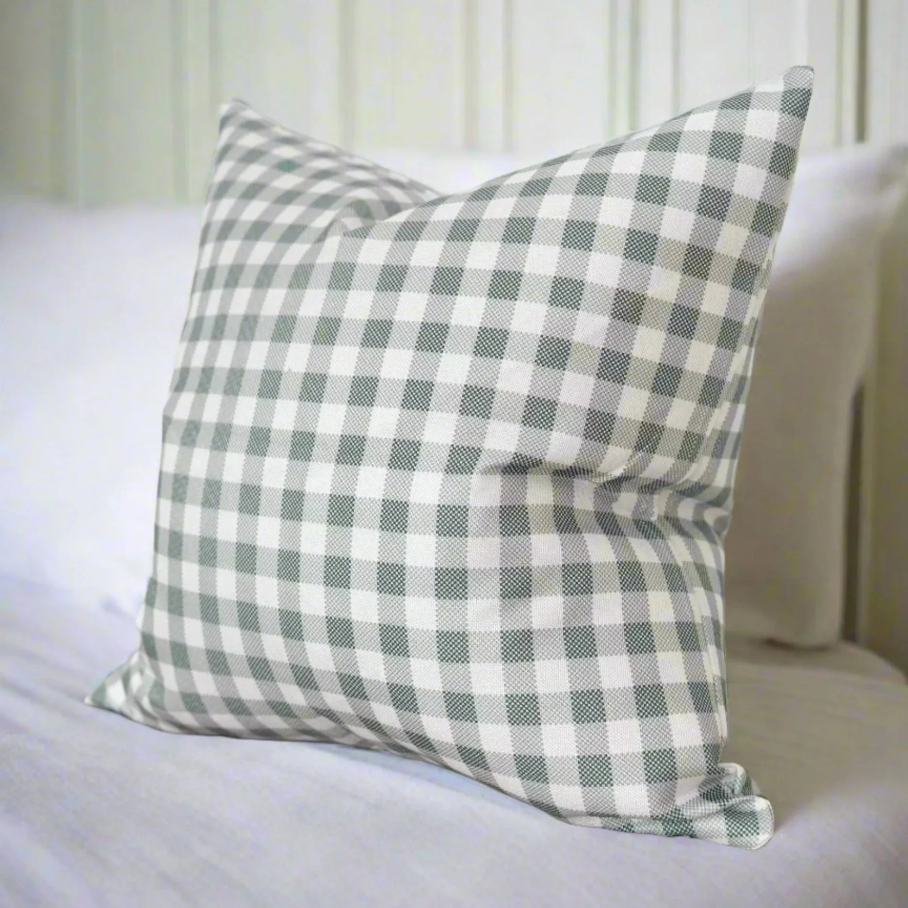 Green and White Check Cushion 45 x 45cm