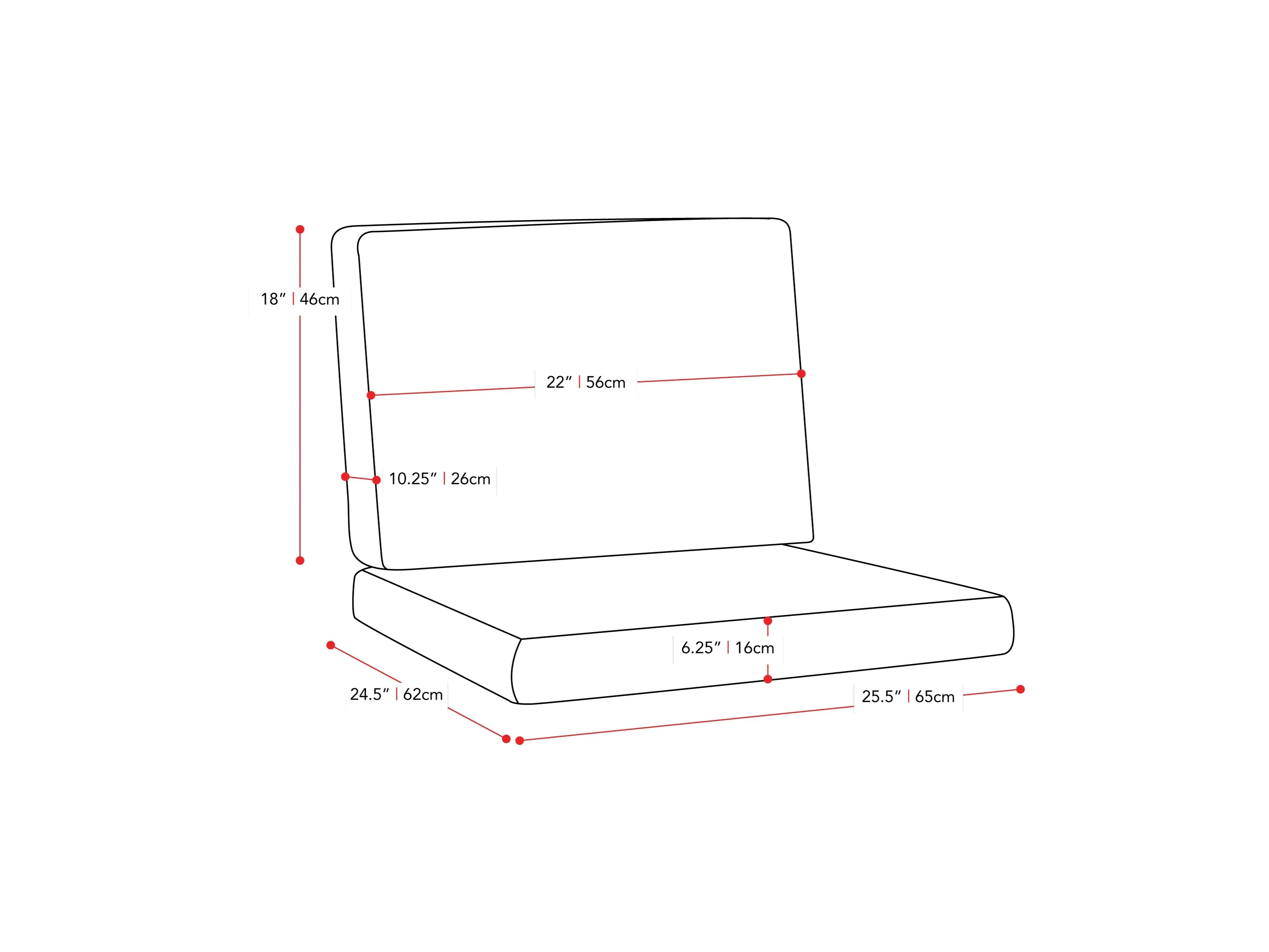 Grey Single Chair Replacement Patio Cushion Set 2pc