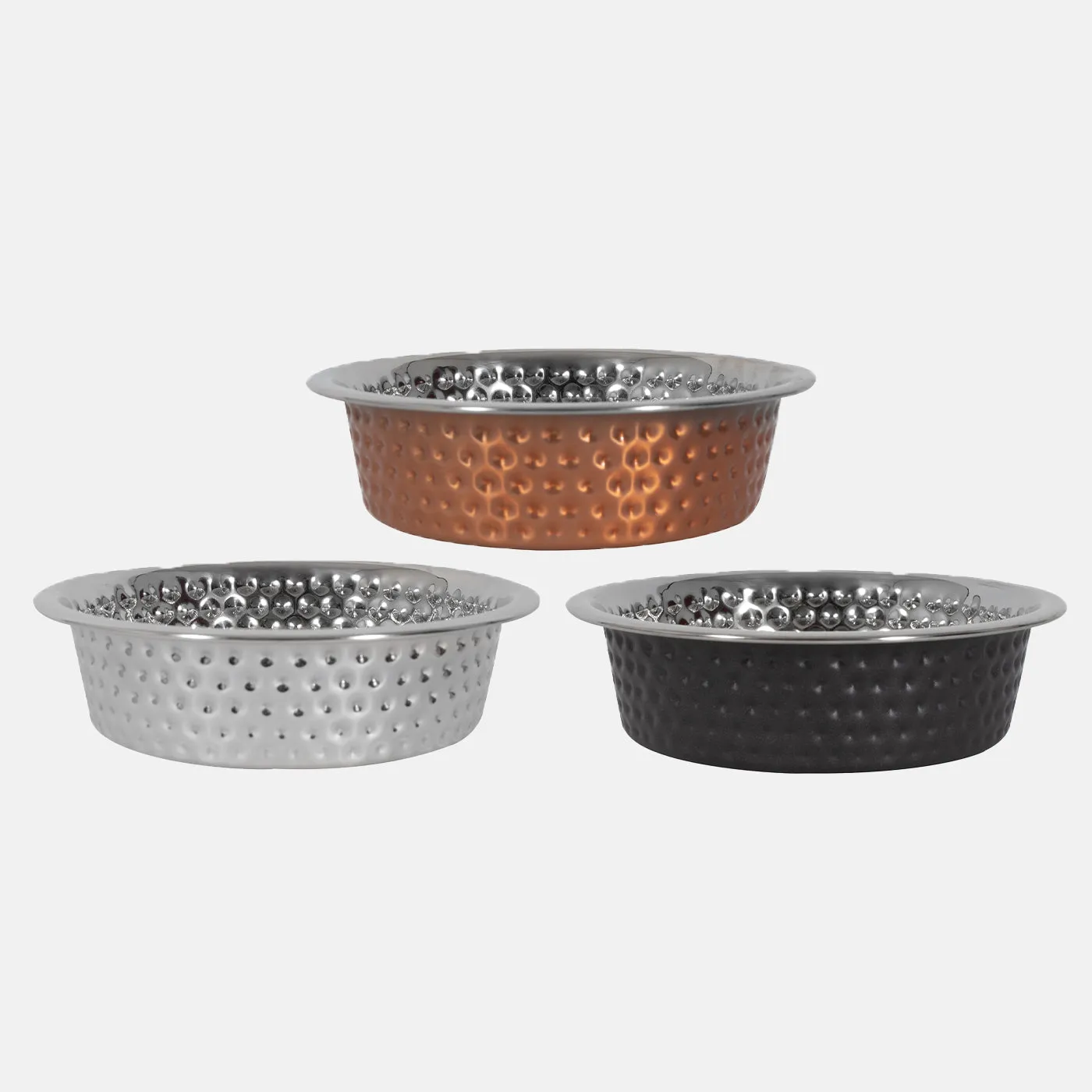 Hammered Stainless Steel Pet Bowl