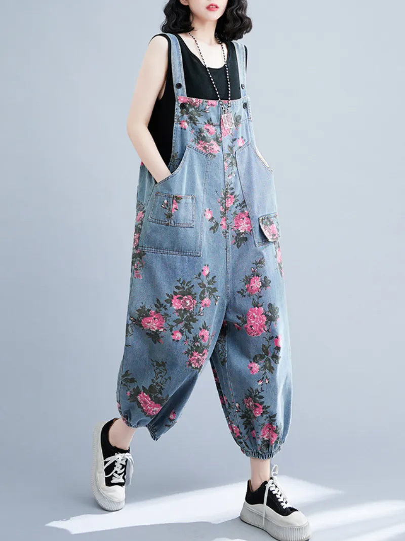 Hey Denim High Waist Loose Baggy Dungarees