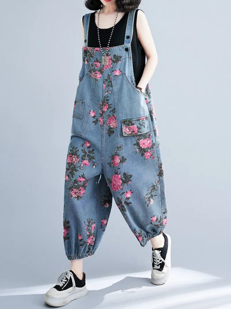 Hey Denim High Waist Loose Baggy Dungarees