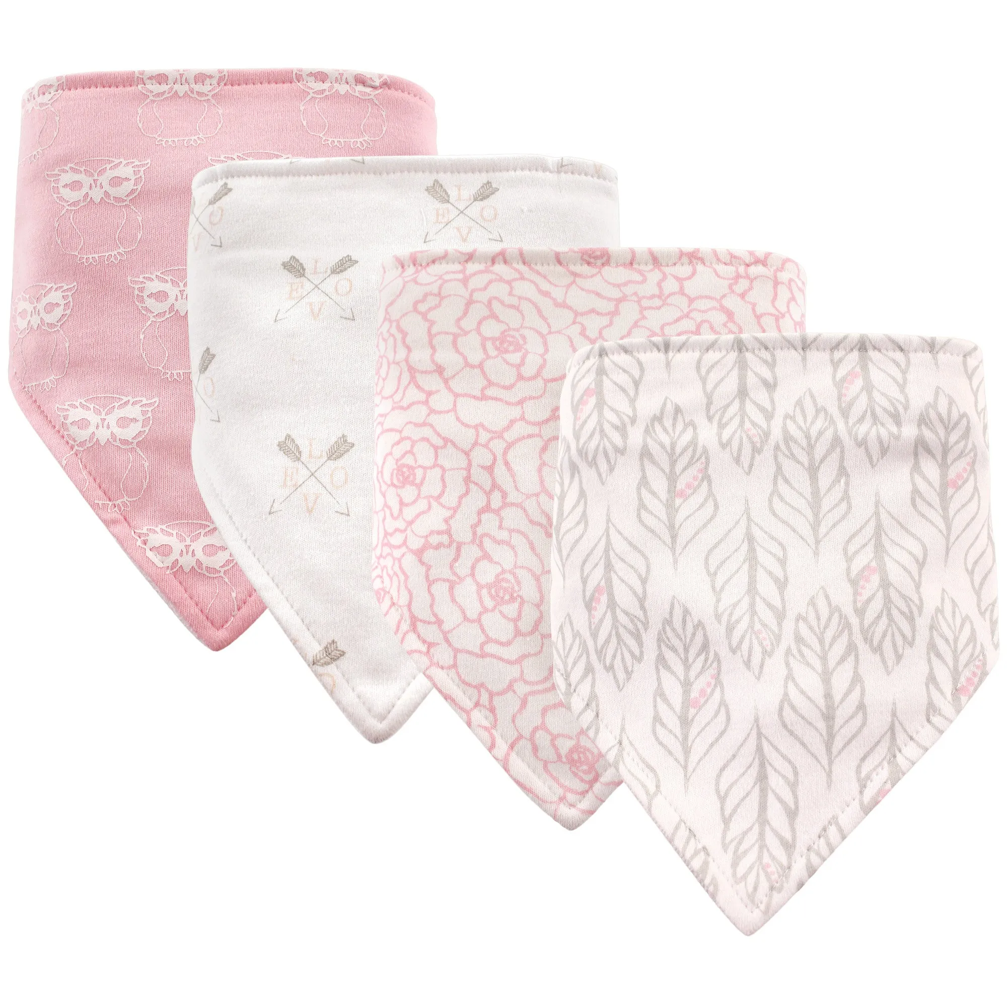 Hudson Baby Cotton Bandana Bibs, Gray Feather