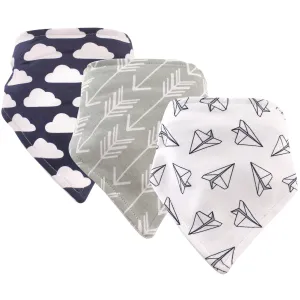 Hudson Baby Cotton Bandana Bibs, Paper Airplane