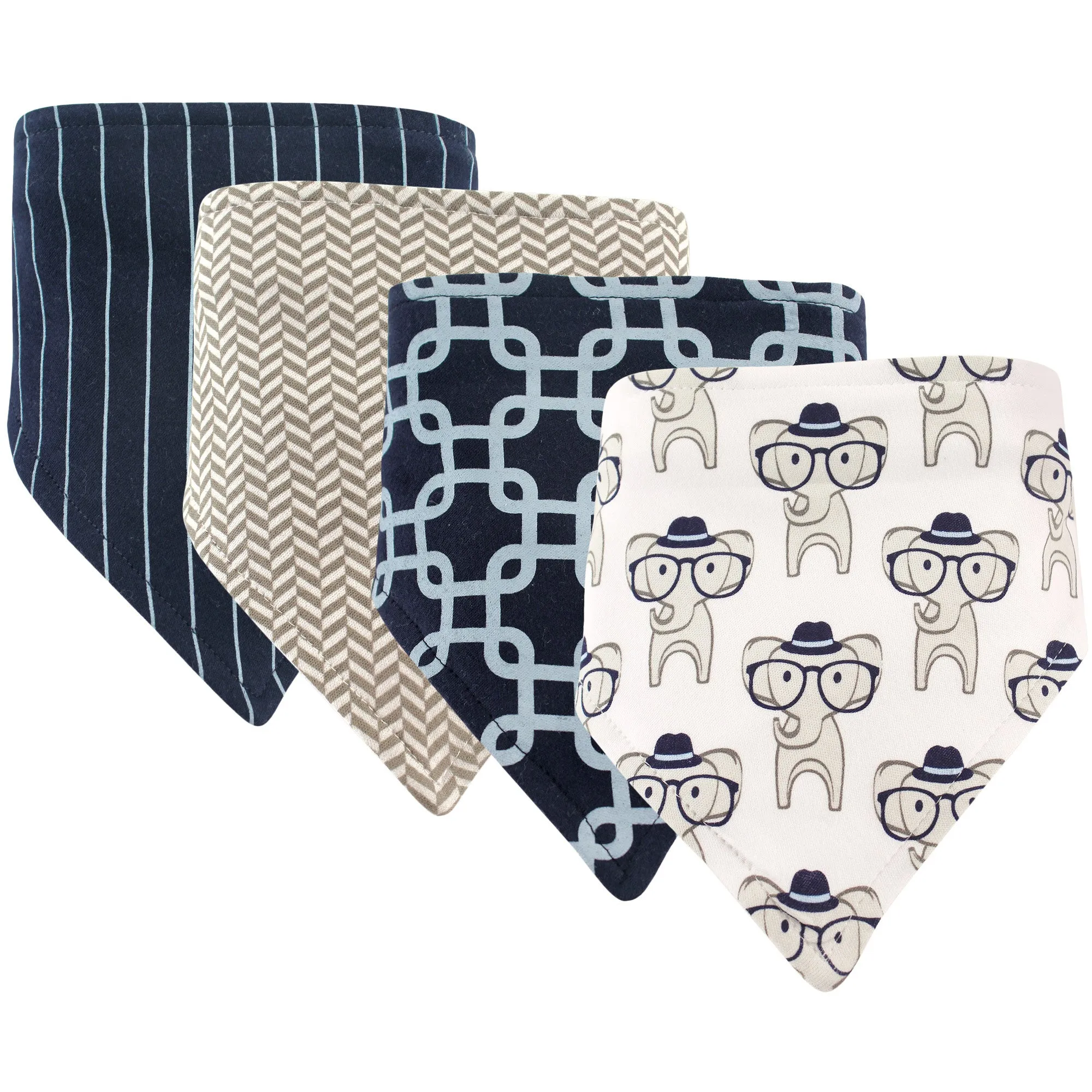 Hudson Baby Cotton Bandana Bibs, Smart Elephant