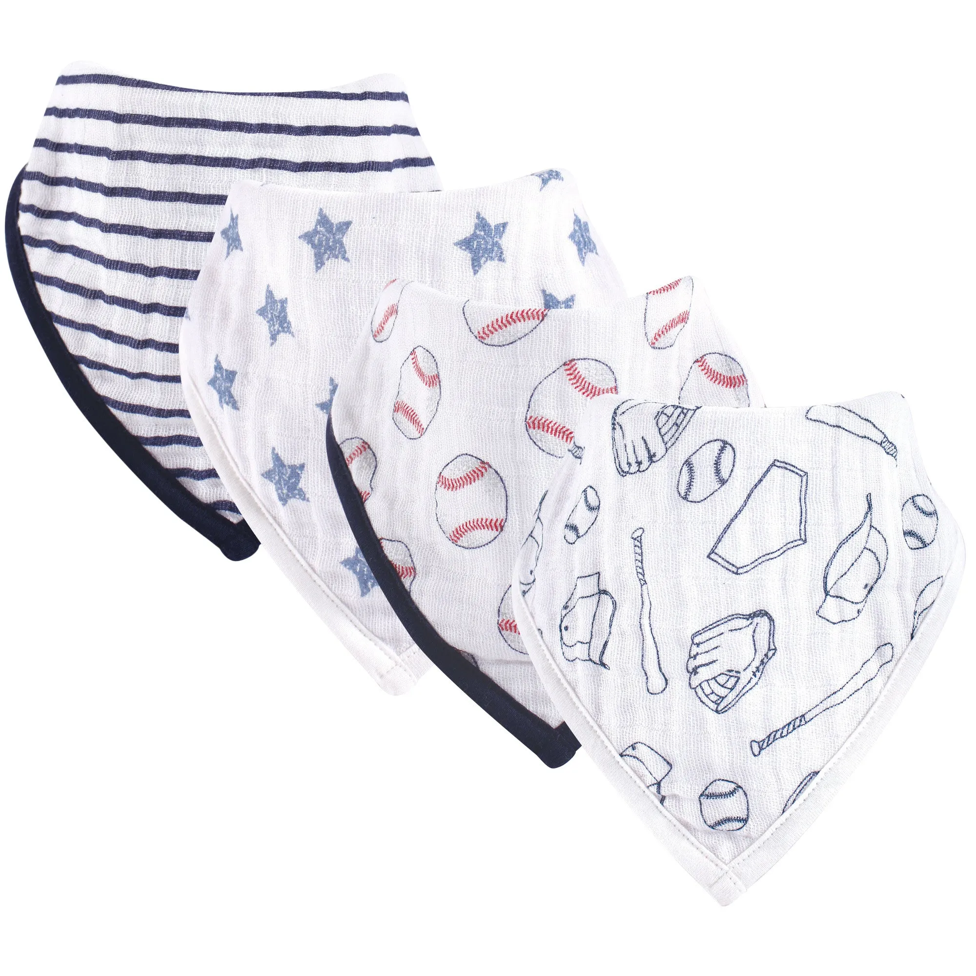 Hudson Baby Muslin Cotton Bandana Bibs, Baseball