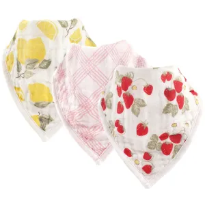 Hudson Baby Muslin Cotton Bandana Bibs, Strawberry Lemon