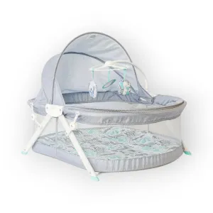 Infantino Sweet Dreams Fold & Go 3 ways to use Bassinet, Compact with hanging toys, Grey, Birth to 9 months