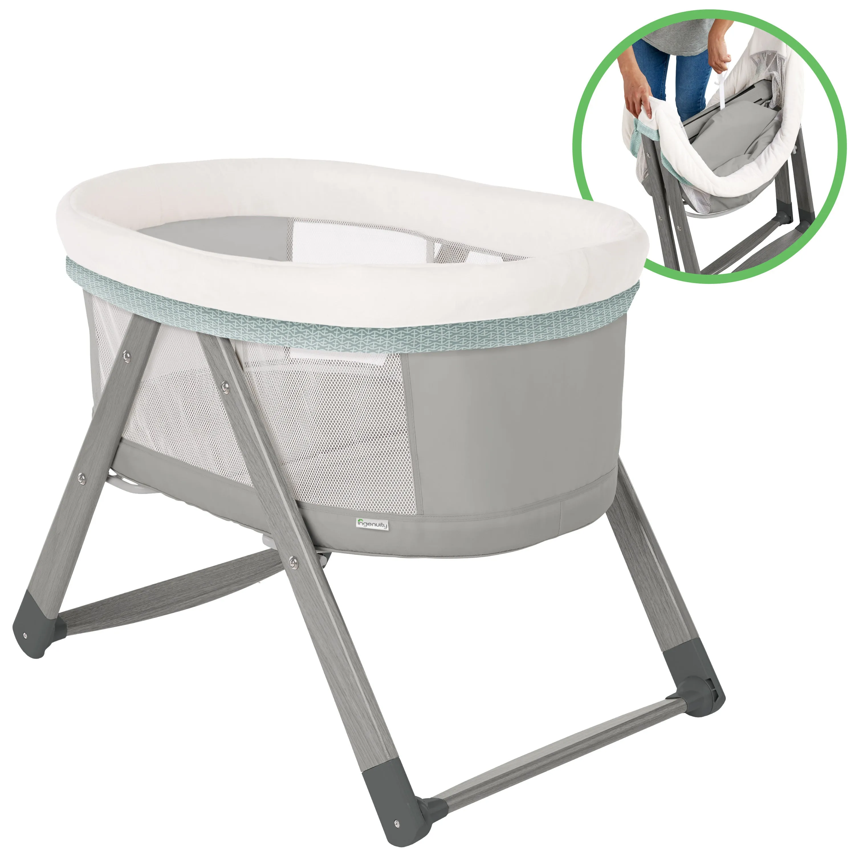 Ingenuity Wood FoldAway Rocking Bassinet Classic, Wallace