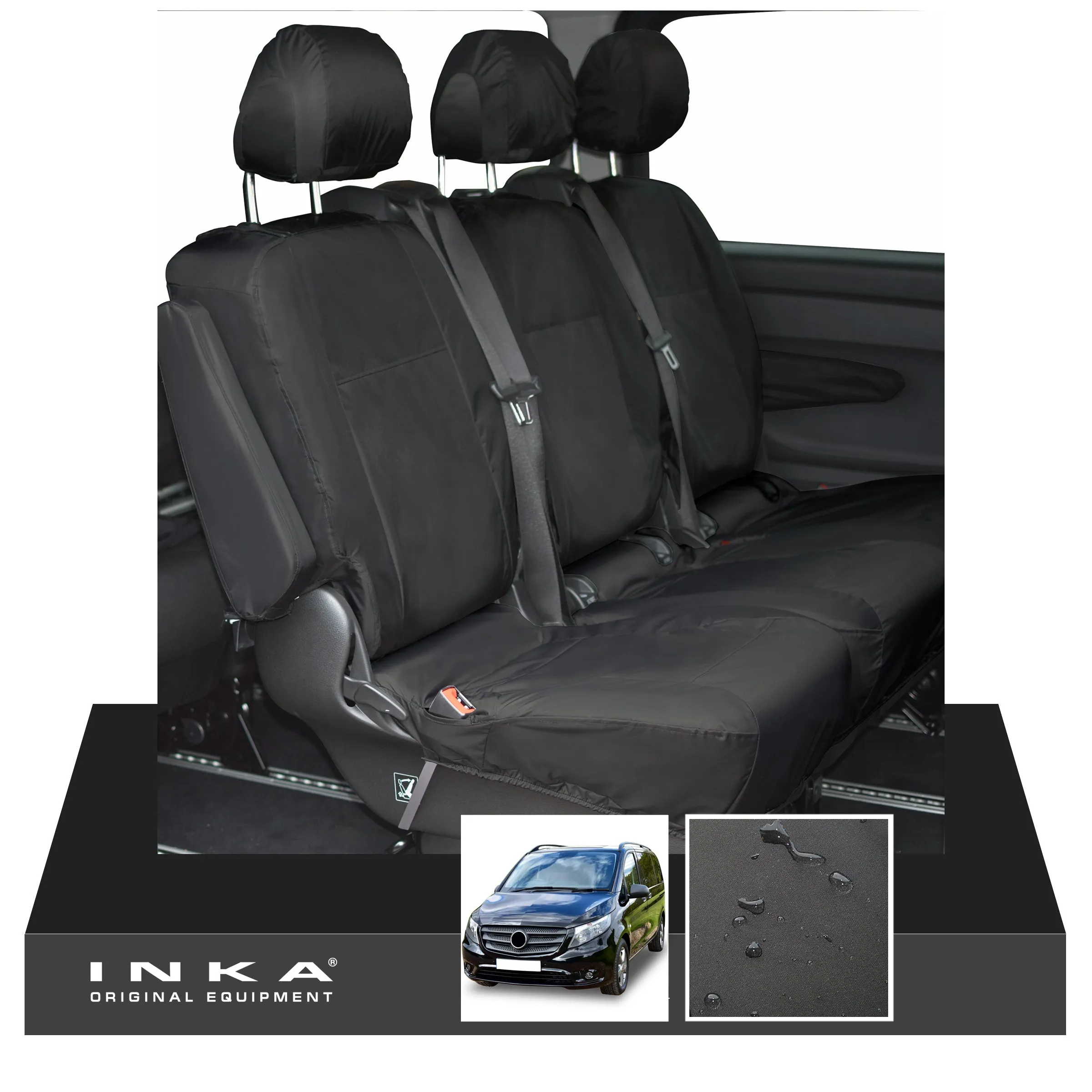 INKA Mercedes Benz Vito , V Class W447 Rear Crew Cab Waterproof Seat Covers Black