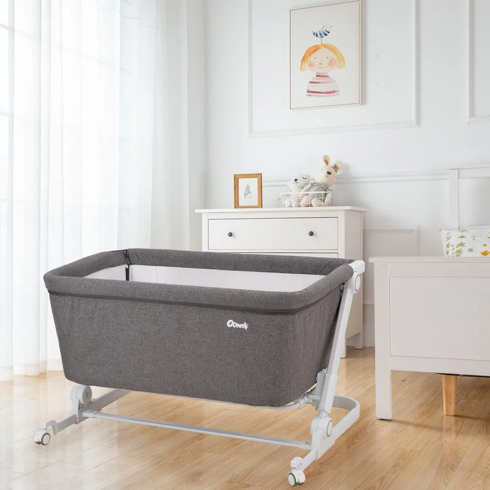 KEANO Folding Baby Bassinet Bedside Sleeper, Grey