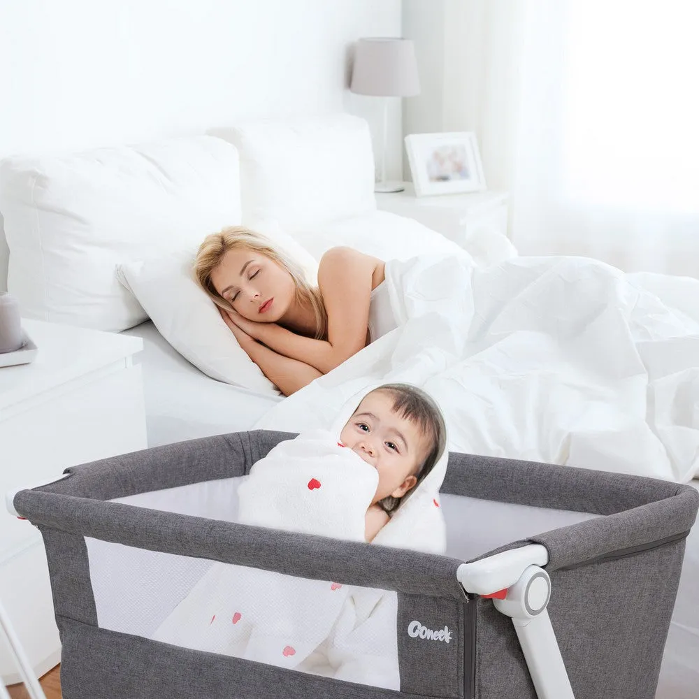 KEANO Folding Baby Bassinet Bedside Sleeper, Grey