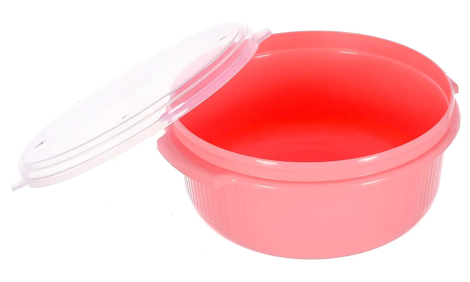 Kuber Industries 3 Piece Multiuses Plastic Serving/Mixing Bowls, Food Storage Containers Set With Lid, (3200ml, 1800ml, 1000ml) (Pink)-46KM0319